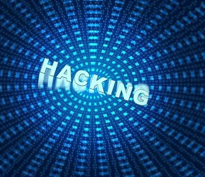 Hacking Word On Data Tunnel 3d Illustration Иллюстрация