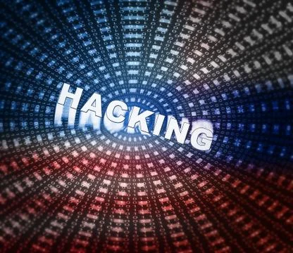 Hacking Word On Data Tunnel Is 3d Illustration Illustrazione stock