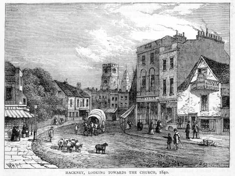 Hackney Street 1840 Stock Illustration