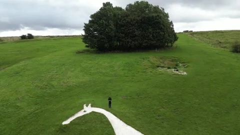 Hackpen White Horse drone footage Stock Footage 247968283