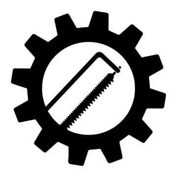 Hacksaw carpentry tool in gear flat icon for apps and websites Stock Illustration
