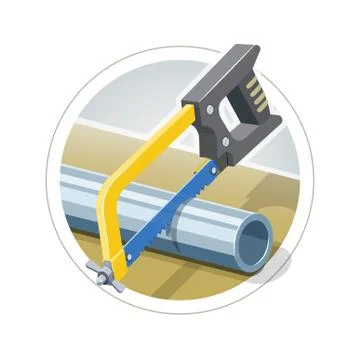 Hacksaw cut metallic pipe Stock Illustration
