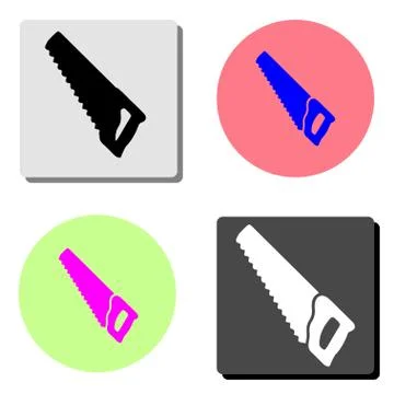Hacksaw or hand saw. flat vector icon Stock Illustration