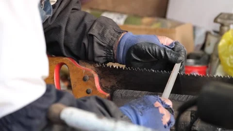 Hacksaw sharpening Stock Footage 294129889