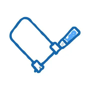 Hacksaw tool doodle drawing blue icon Illustration