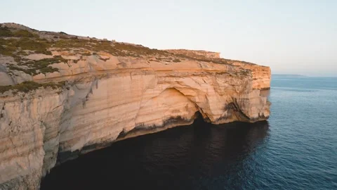 Had Dingli and Xaqqa Cliffs, Malta. Aerial drone sunset view in european island Stock Footage 270444747