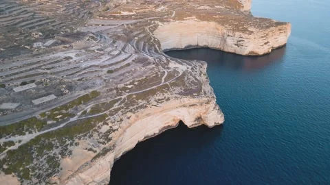 Had Dingli and Xaqqa Cliffs, Malta. Aerial drone sunset view in european island Stock Footage 270444786