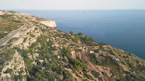 Had Dingli and Xaqqa Cliffs, Malta. Aerial drone view in european island Stock Footage 270444819
