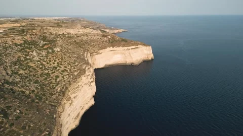 Had Dingli and Xaqqa Cliffs, Malta. Aerial drone view in european island Stock Footage 270444858