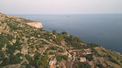 Had Dingli and Xaqqa Cliffs, Malta. Aerial sunset drone view in european island Stock Footage 270444897