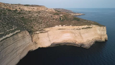 Had Dingli and Xaqqa Cliffs, Malta. Aerial sunset drone view in european island Stock Footage 270445136
