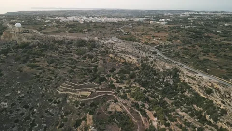 Had Dingli Cliffs and Observatory, Malta. Aerial cinematic sunset drone view Stock Footage 270445216
