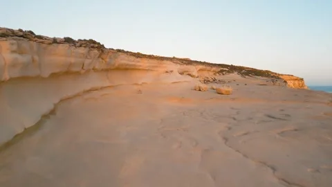 Had Dingli Cliffs at sunset. Aerial drone view in european island of Malta Stock Footage 270444698