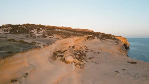 Had Dingli Cliffs at sunset, Malta. Aerial drone view in european island Stock Footage 270444705