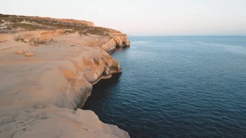 Had Dingli Cliffs at sunset, Malta. Aerial drone view in european island Stock Footage 270444752