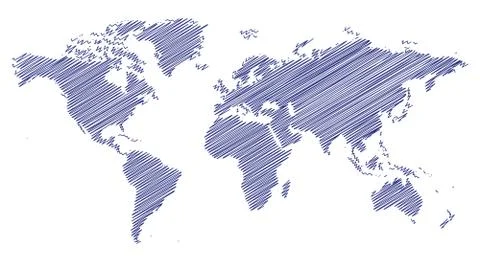 Had Drawn sketch map of the world Stock Illustration