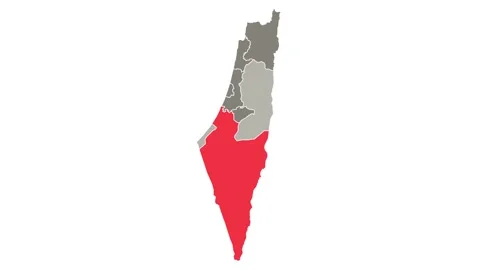 HaDarom (Southern District) district blinking red highlighted in map of Israe Stock Footage 252570629