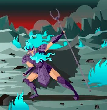 Hades pluto god of the dead in hell from greek roman mythology Stock Illustration