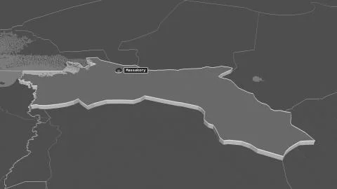 Hadjer-Lamis, Chad. Bilevel elevation map with surface waters Stock Illustration
