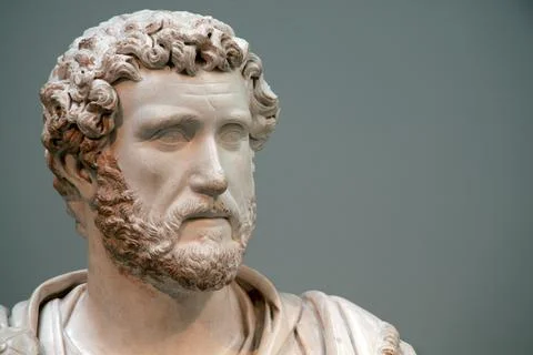 Hadrian statue head who was Roman emperor from 117 to 138 Stock Photos