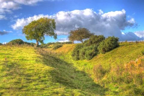 Hadrian's Wall - Black Carts Wall Ditch 스톡 사진