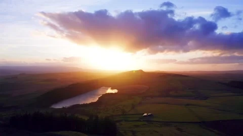 Hadrian’s Wall - Dramatic Sunset Sky Video stock 132059993