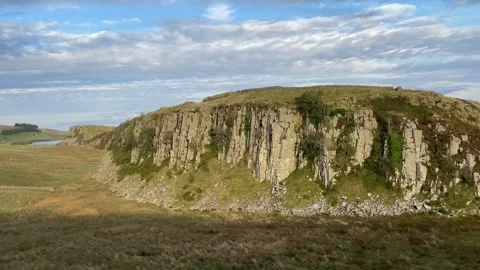 Hadrian's Wall or Roman Wall near Steel Rig, Northumberland, England, UK Stock-Footage 285181487