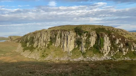 Hadrian's Wall or Roman Wall near Steel Rig, Northumberland, England, UK Video stock 285181526