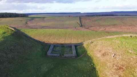 Hadrian’s Wall showing Castle Nick (Milecastle 39) 库存影片 132070101