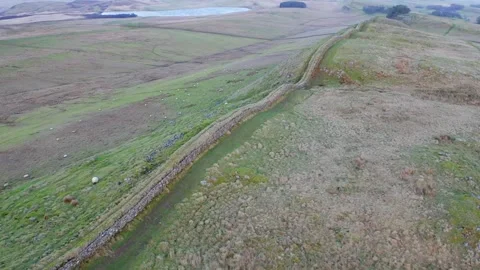 Hadrian’s Wall Tracking Pan Video stock 132059988