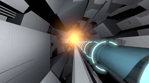 Hadron collider tunnel 3d animation Stock Footage 45873796