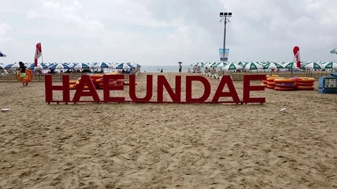 Haeundae beach sign Video stock 113540690