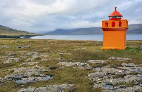 Hafnarnes lighthouse Stock Photos
