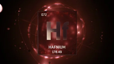 Hafnium as Element 72 of the Periodic Table 3D illustration on red background 스톡 동영상 119667569