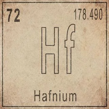 Hafnium Element Card from Periodic Table on Vintage Old Paper Stock Illustration