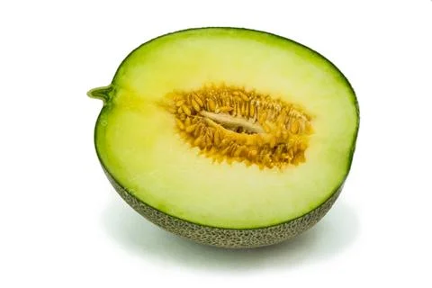 Haft of melon on the white background Stock Photos