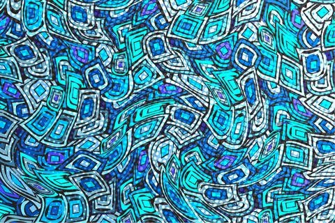 Hafttone pattern with geometric elements in blue tones. Stock-Illustration