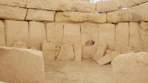 Hagar Qim, Malta, inside the megalithic temple complex Video stock 117603737
