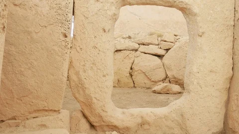 Hagar Qim, Malta, inside the megalithic temple complex Stock Footage 117603857