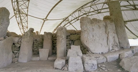 Hagar Qim, megalithic temple complex on Mediterranean island of Malta 6 Stock Footage 100130771