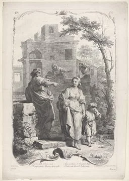 Hagar Sent into the Wildnerness 1758 Francesco Bartolozzi Italian. Hagar Se.. Stock Photos
