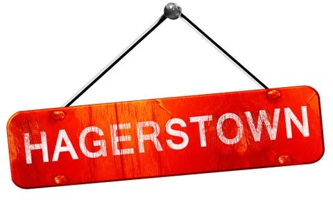 Hagerstown, 3D rendering, a red hanging sign Stock Illustration