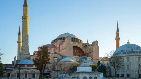Hagia Sofia with city skyline time lapse in Istanbul city, Turkey Stock-Footage 106969216