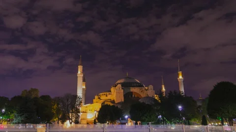 Hagia Sofia Timelapse at night Stock Footage 54668939