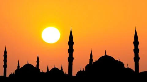 Hagia sophia and the blue mosque  silhouette Stock Photos