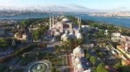 Hagia Sophia And Bosphorus City Istanbul Aerial Footage Stock Footage