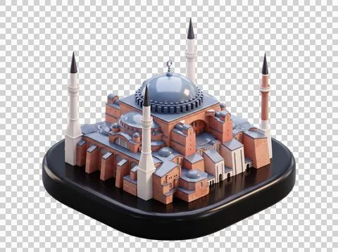 Hagia sophia mosque 3d render terracotta dome structure icon for historical.. Illustrazione stock