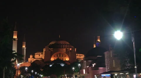 Hagia Sophia Mosque Under Light Stock Footage 46224103