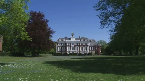 THE HAGUE - front facade Clingendael Manor house, Clingendael Institute + pan Stock Footage 50280396