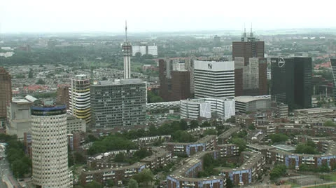 THE HAGUE high angle view of Business center Bezuidenhout with WTC office Stock-Footage 25976927
